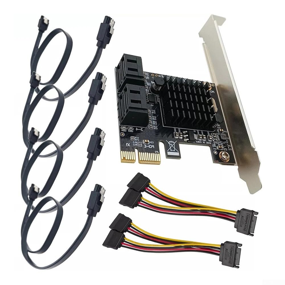 Tarjeta SATA III x1 PCIe de 4 puertos para conectar SSD y HDD a máxima velocidad