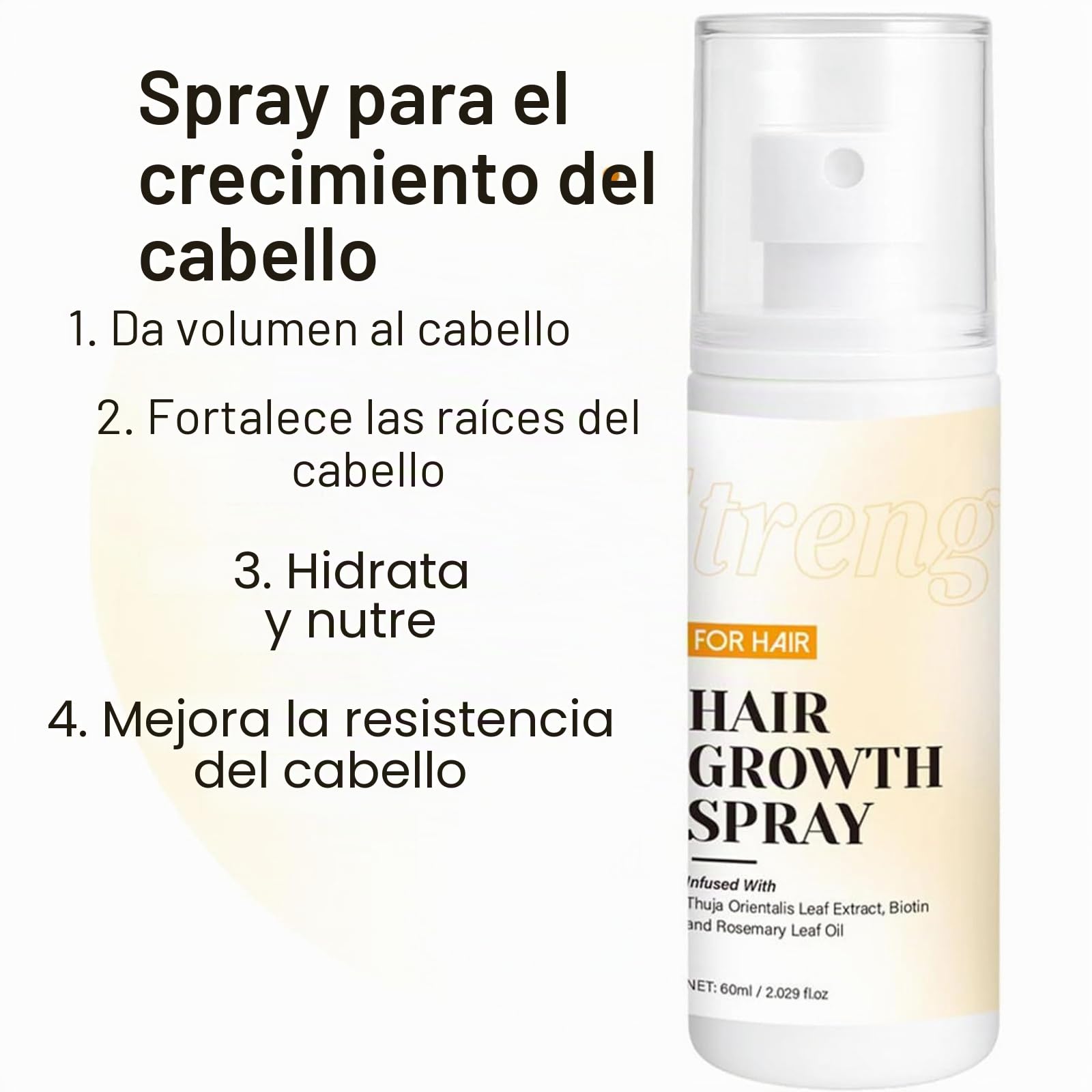 Spray para el crecimiento del cabello con aceite de romero, spray para pérdida total más fuerte, aceite nutritivo para el cuero cabelludo, suero espesante natural para cabello seco dañado (2pcs)