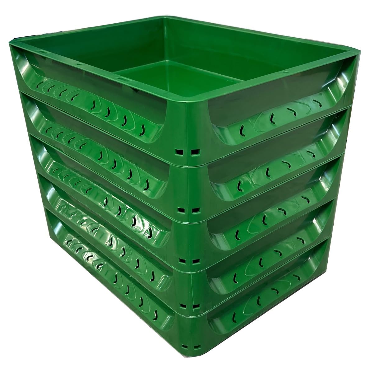 Solent Plastics Pizza Bread Dough Proofing Tray - Set of 5-40 x 30 x 7.5cm (Green)