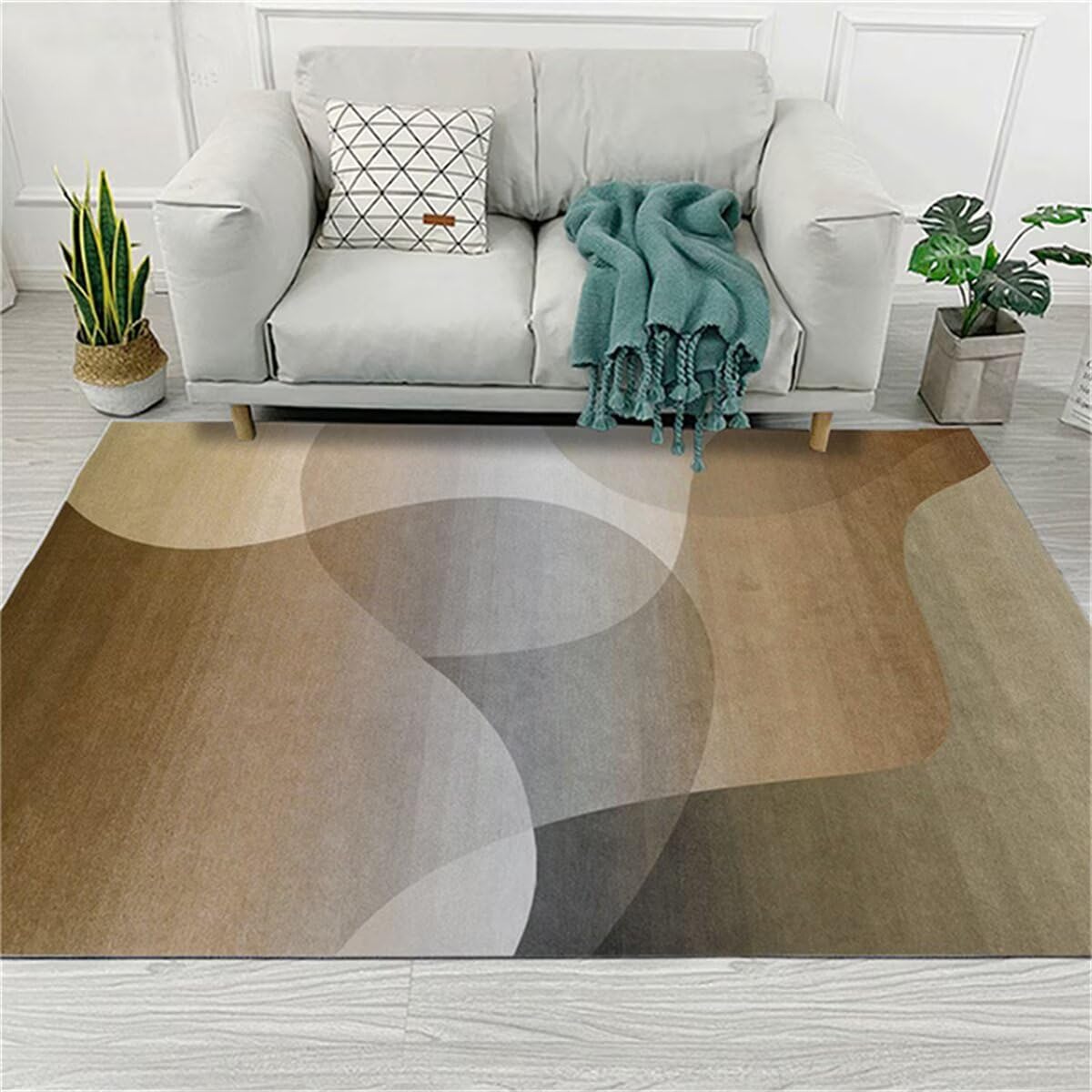 Tapis extérieur motif géométrique abstrait résistant pour grand balcon