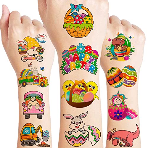 Easter Egg Bunny Tattoos Temporary Themed Birthday Party Decorations Favors Supplies Cute Tattoo Stickers 8 Sheets 96 Pcs Gifts For Kids Girl Boy Classroom Rewards Prizes Carnival Christmas #TOP27