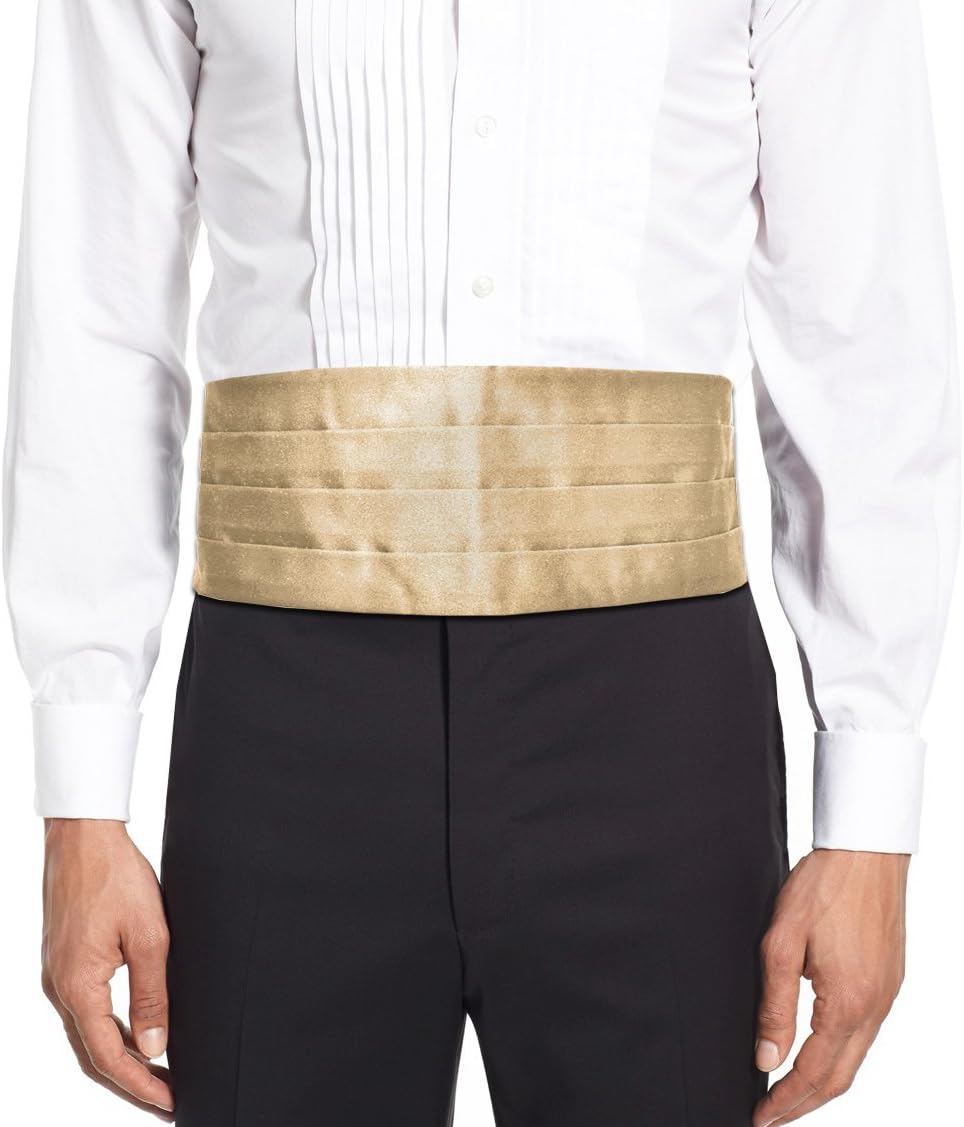 Made in Italy Men's Solid Color Cummerbund Tuxedo Belt, 4 Folded, Silk
