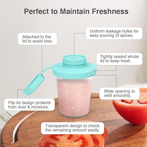 Miniatura 11 de Sophico Juego de saleros y pimenteros pequeños con tapas Sinlicone a prueba de humedad, mini coctelero de especias de 4.5 onzas para ir para mediano