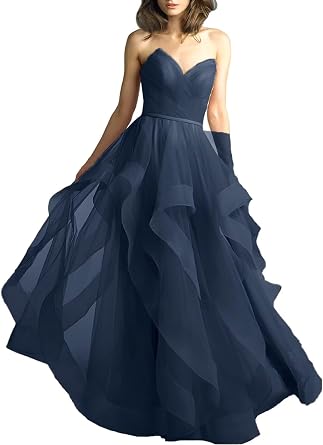 Quinceanera Dresses Long Ball Gown 2026 Strapless Tiered A Line Tulle V Neck Prom Dress for Women
