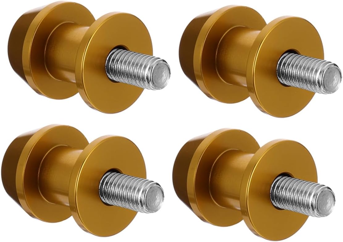 Alipis 4pcs Gold 8mm Cnc Motorcycle Swing Arm Spools Stand Screws Motorbike Swingarm Slider Bobbins Compatible for Sport Bikes and Racing Use