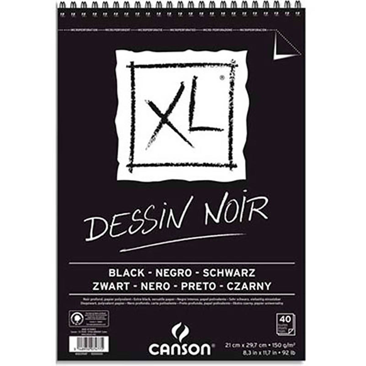 Visiodirect Lot de 5 Blocs de 40 Feuilles de Papier XL Dessin Noir 150g A4