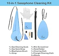 Vista 7 de Kit de limpieza de saxofón 10 en 1, kit de limpiador de saxofón alto que incluye paño de limpieza de saxofón, cepillo de boquilla, mini paño