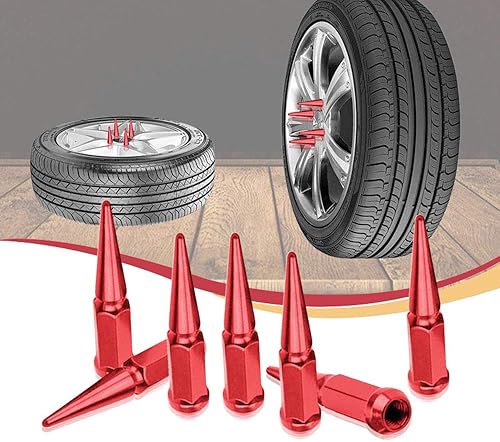 Miniatura 5 de 24 tuercas de llanta de punta roja de 12 x 1.5 con 1 llave de enchufe