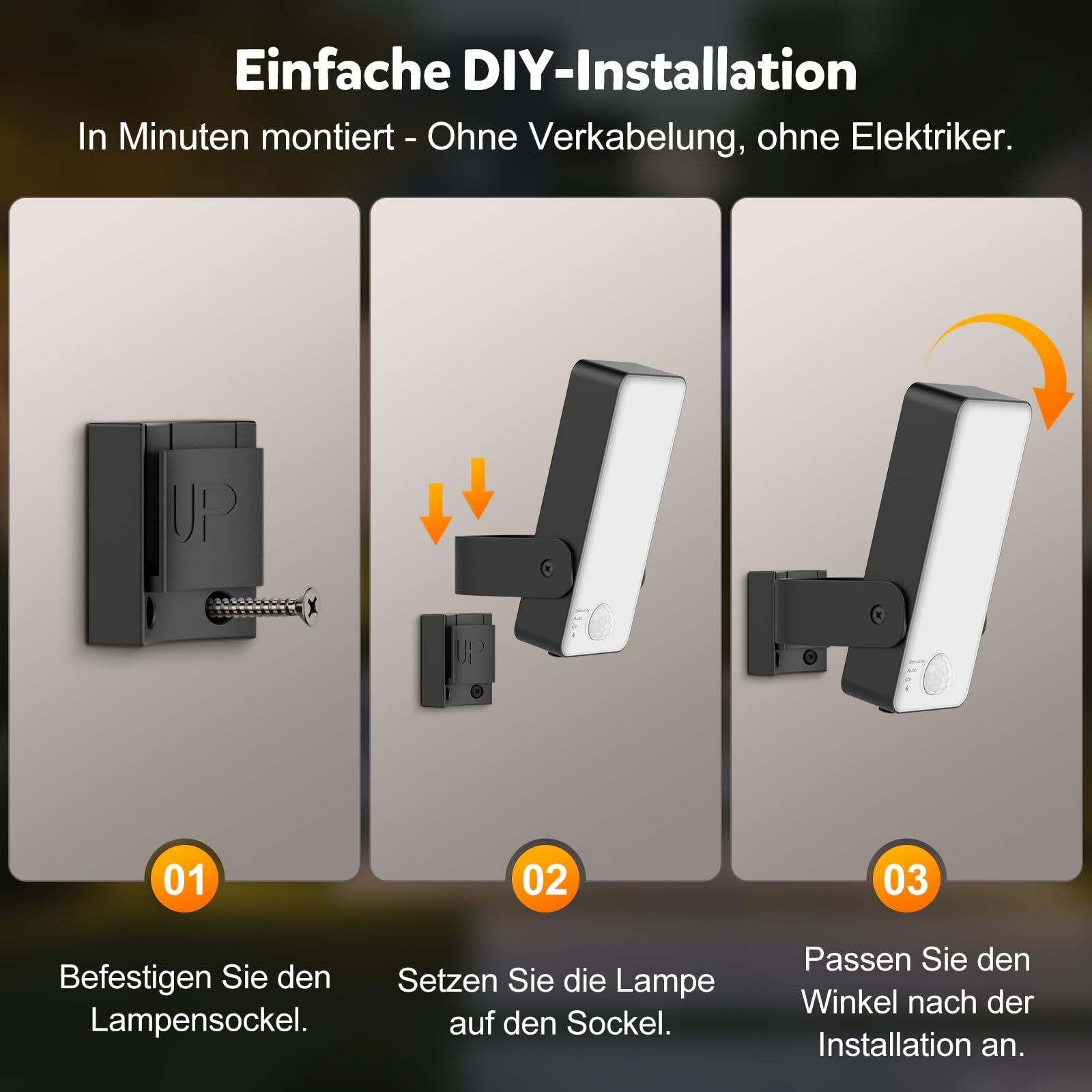Außenwandleuchte Außenlampe mit Bewegungsmelder, 10000mAh Akku Wandleuchte mit Fernbedienung, 3 Modi 3000K-6000K Timer Led Aufladbare lampe mit bewegungsmelder aussen für Garage, Hof, Haustür-2 Stück