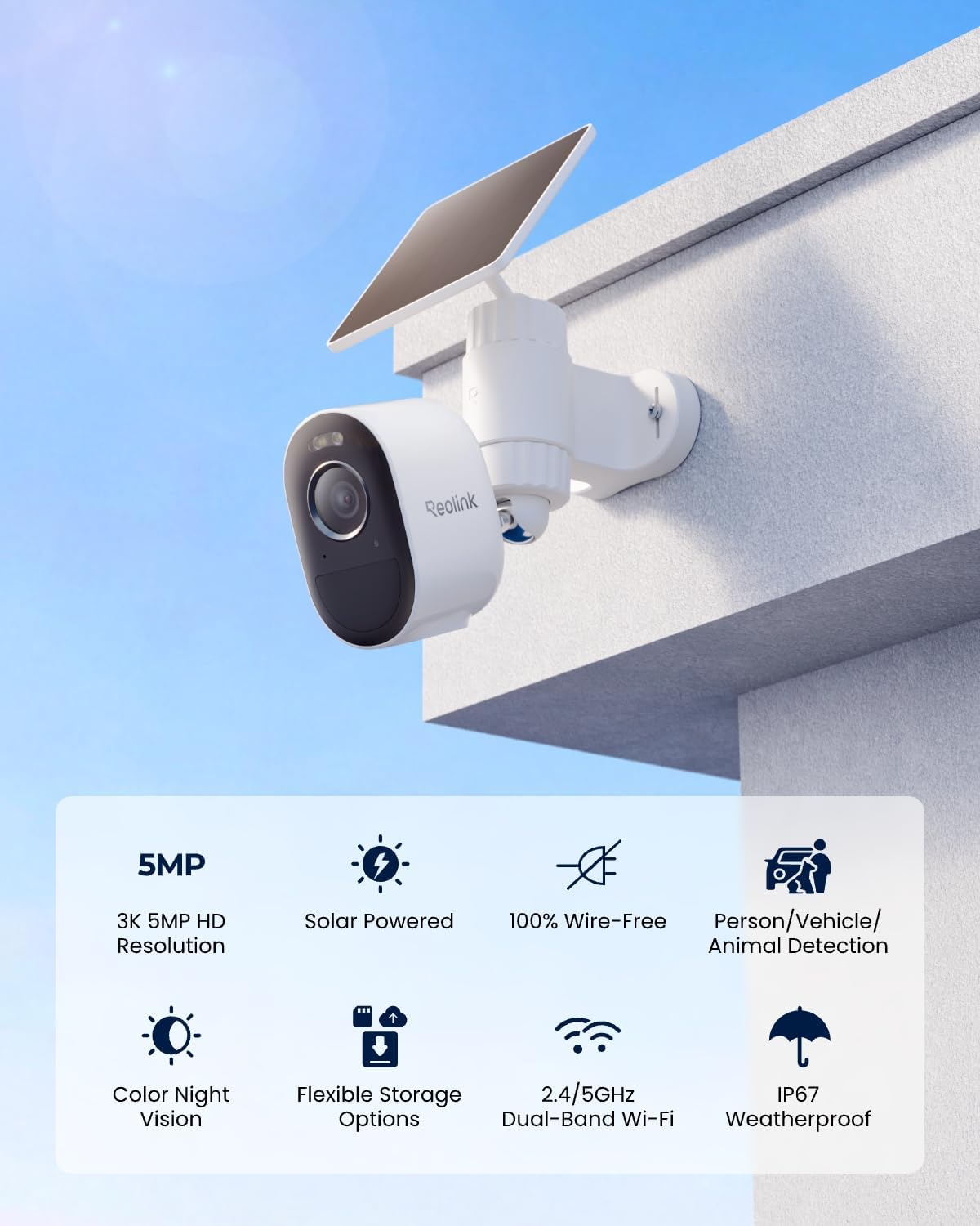 REOLINK Security Cameras Outdoor Wireless WiFi, Argus 3 Pro+Solar Panel with 5MP Color Night Vision, 2.4G/5Ghz WiFi, Non-Stop Solar Powered, Human/Vehicle Detection, Home Hub Compatible 3 61qeaaAFMVL. AC SL1500