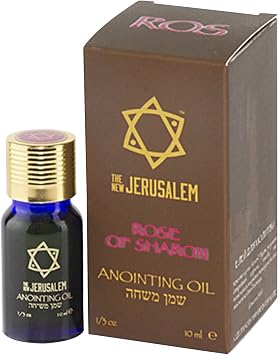 Rose of Sharon Anointing Oil Hand-Crafted in The Messiahs Holy Land - Pure Natural Ingredients, Extra Virgin Olive Oil & Essential Oil - for Temple Incense, Ceremony, Spiritual Use - 0.34 Fl Oz