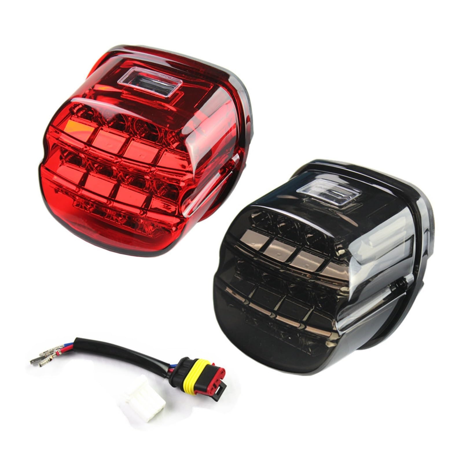 Motorrad LED-Licht Rücklicht 12v Nummernschild Hinterbremse Motorlampe für Kissen Super Wide Glide Low Rider Fat Bob(rot)