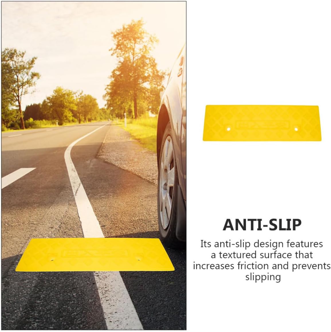 2Pcs Yellow 3Cm High Car Wheel Ramps Threshold Ramps for Driveway Curb Protection Vehicle Loading Suitable for Automobiles and Wheelchairs