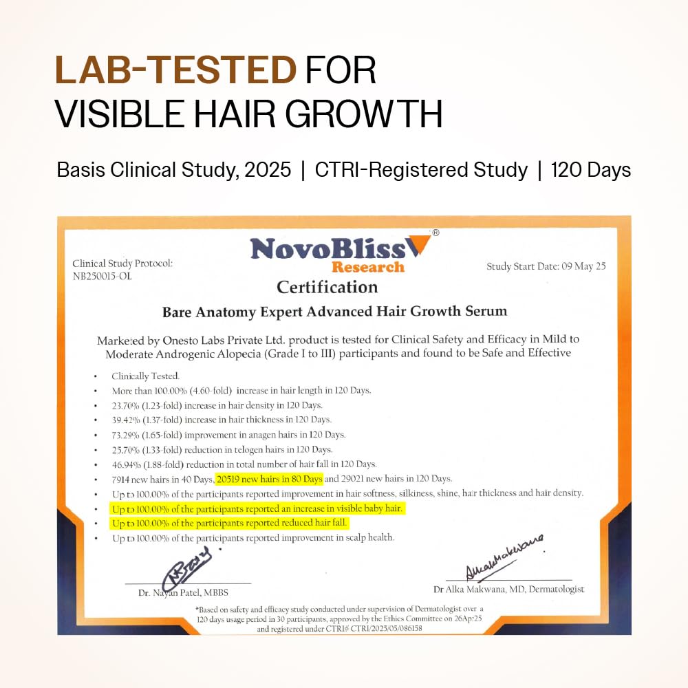 Bare Anatomy Sérum avancé de croissance des cheveux | 3% Redensyl – 2 fois meilleurs résultats que le minoxidil | + 4% Anagain + 3% Baicapil | Romarin, Biotine | Sérum de contrôle de la croissance
