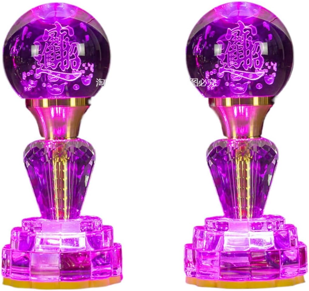 Ecqizer （ 菠萝L1-招财球（上下变光*1对） 高18CM ） Buddha offering lamp, colorful Buddha lamp, LED crystal Guanyin lotus lamp, household shrine, Buddhist hall, fairy Taoist lamp, plug-in pair, 9113036660788