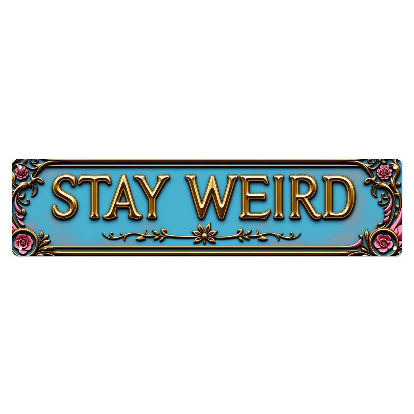 Golden Ornate Frame With Flowers Tin Sign Vintage Metal Poster Retro Bar, Home, Man Cave, Kitchen, Laundry Room Wall Art Decor Gift 4x16 Inch