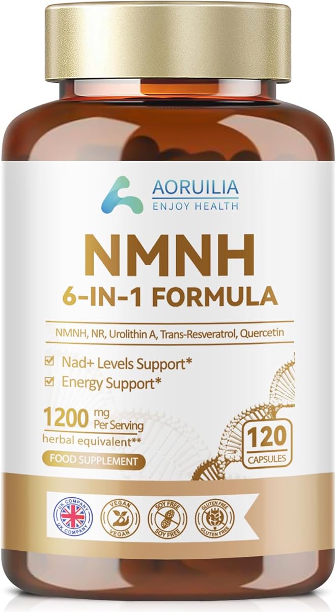 NMNH Supplement 1200mg, 6 in 1 NAD Alternative & Trans-Resveratrol Superior Antioxidant Blend with Max Absorption for NAD+ Booster & Energy Support, 120 Capsules