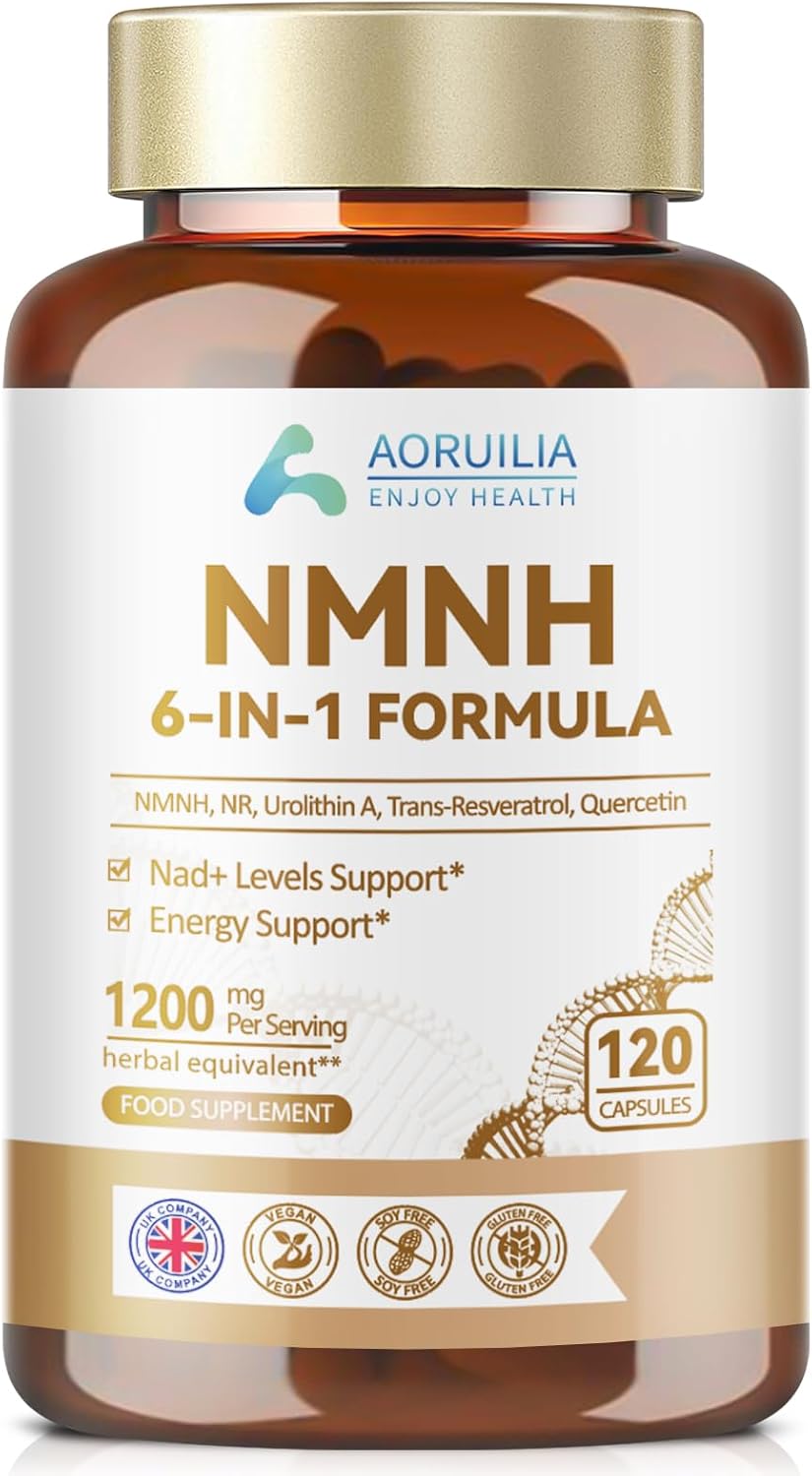 NMNH Supplement 1200mg, 6 in 1 NAD Alternative & Trans-Resveratrol Superior Antioxidant Blend with Max Absorption for NAD+ Booster & Energy Support, 120 Capsules