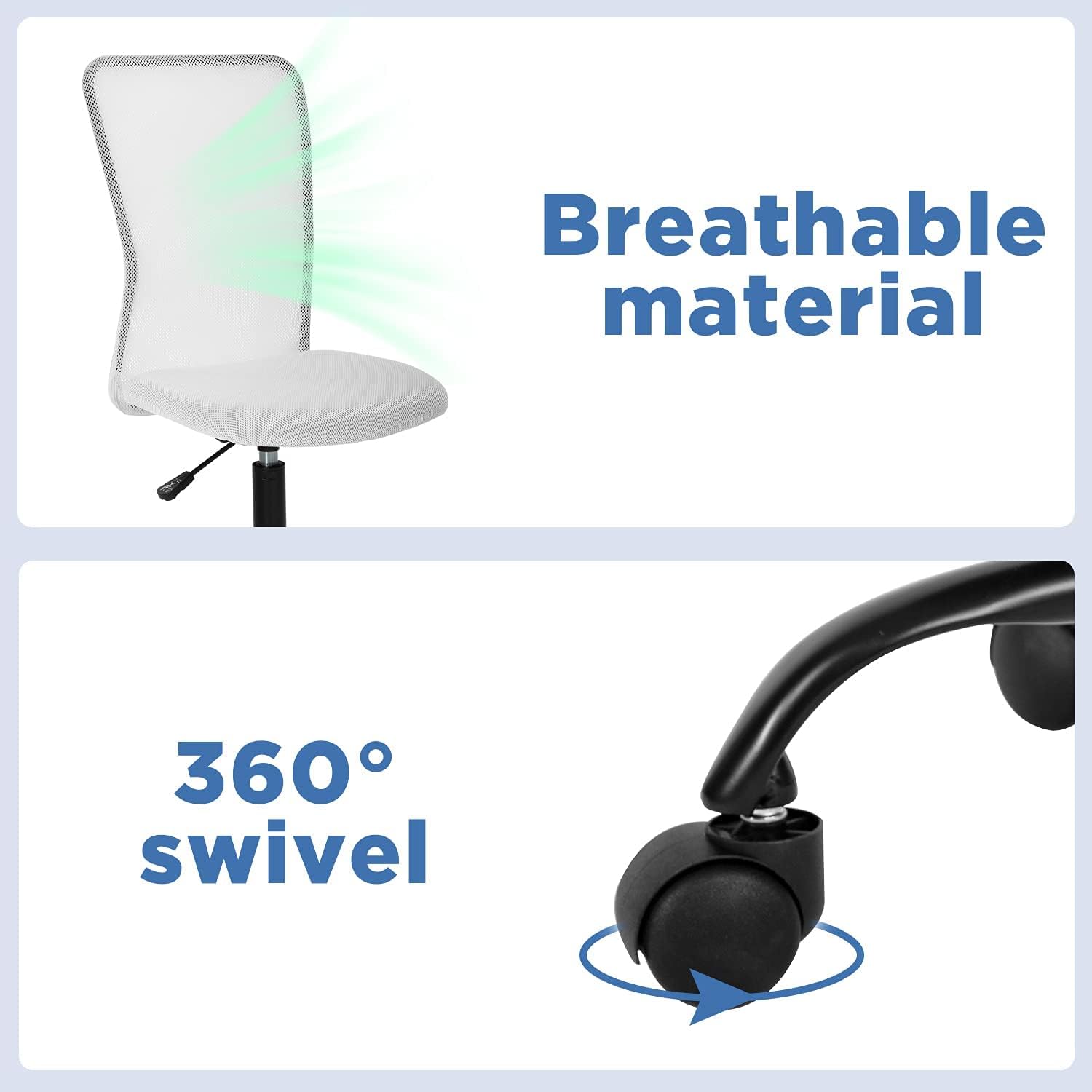 Office Mesh Ergonomic Computer Desk Swivel Rolling Modern Executive Armless White Home Office Task Chair for Women