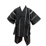 甚平 綿麻 子供 120 130 140 男の子 女の子 キッズ パジャマ 140cm 変わり縞 黒