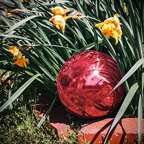 Trademark Innovations Gazing Mirror Ball - Stainless Steel (Red, 10")
