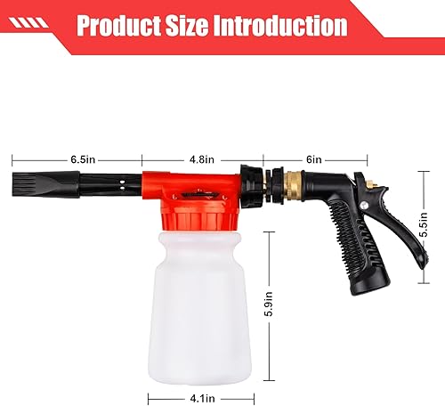 Miniatura 5 de Pistola de espuma para lavado de autos, rociador de lavado de autos con boquilla de espuma de esfera de espuma ajustable, cañón de espuma que se