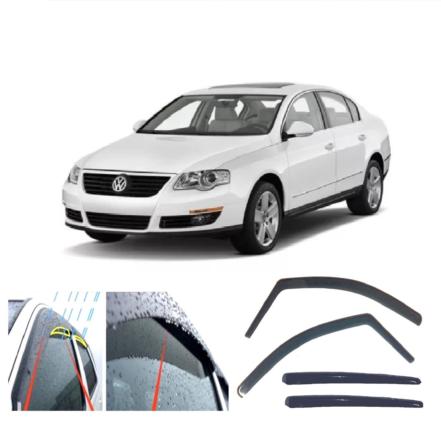 Deflettori Modifycar Per Volkswagen Passat 2005-2010 | Anteriori Fumé In Acrilico | 2 Pezzi - 4