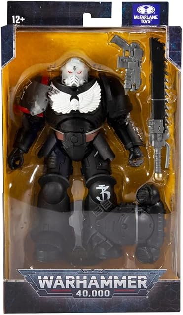 McFarlane Toys, Warhammer 40000 Raven Guard Veteran Sergean Action Figure with 22 Moving Parts, Collectible Warhammer Figure with collectors stand base  Ages 12+
