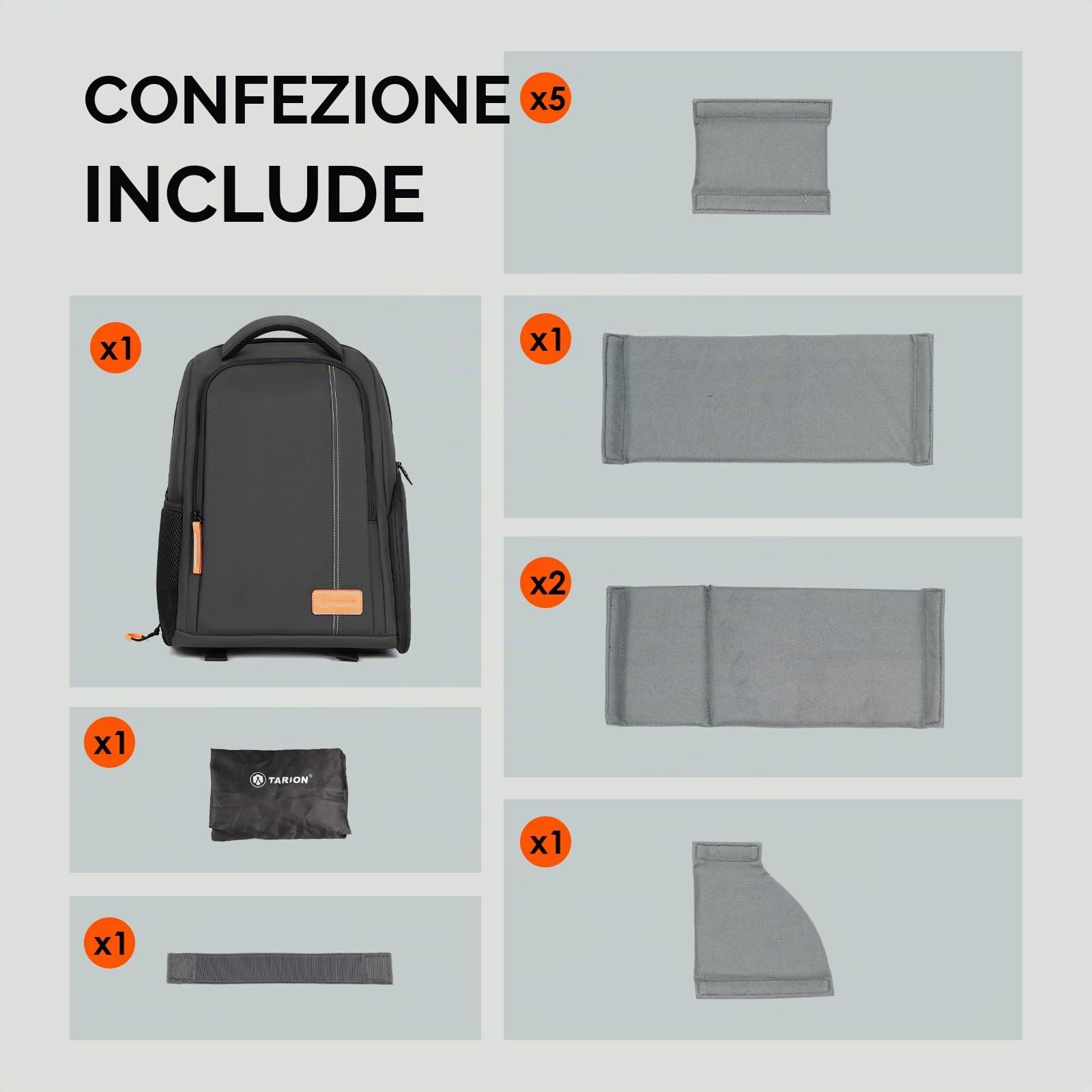 TARION Zaino Fotografico Professionale Borsa per Fotocamera Reflex DSLR con Custodia per Laptop 15" Copertura Antipioggia TB-04