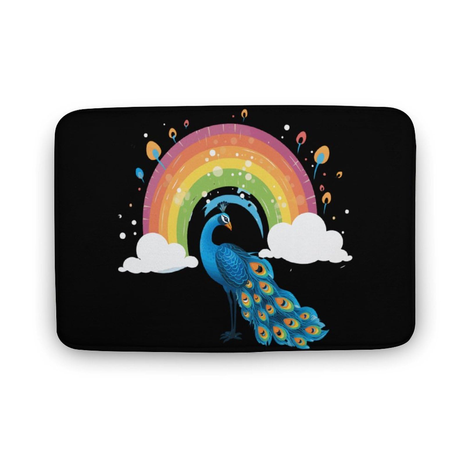 Rainbow Peacock Coral Velvet Rugs Non-Slip Bathroom Rugs Soft Kitchen Rug Floor Carpet for Home Decor 19.7