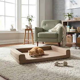 Cama Pet Grande Ortopédica Resistente 120x80 Lavável e Confortável - Pet Querido (Sofá 120x80x17cm Bege Suede)