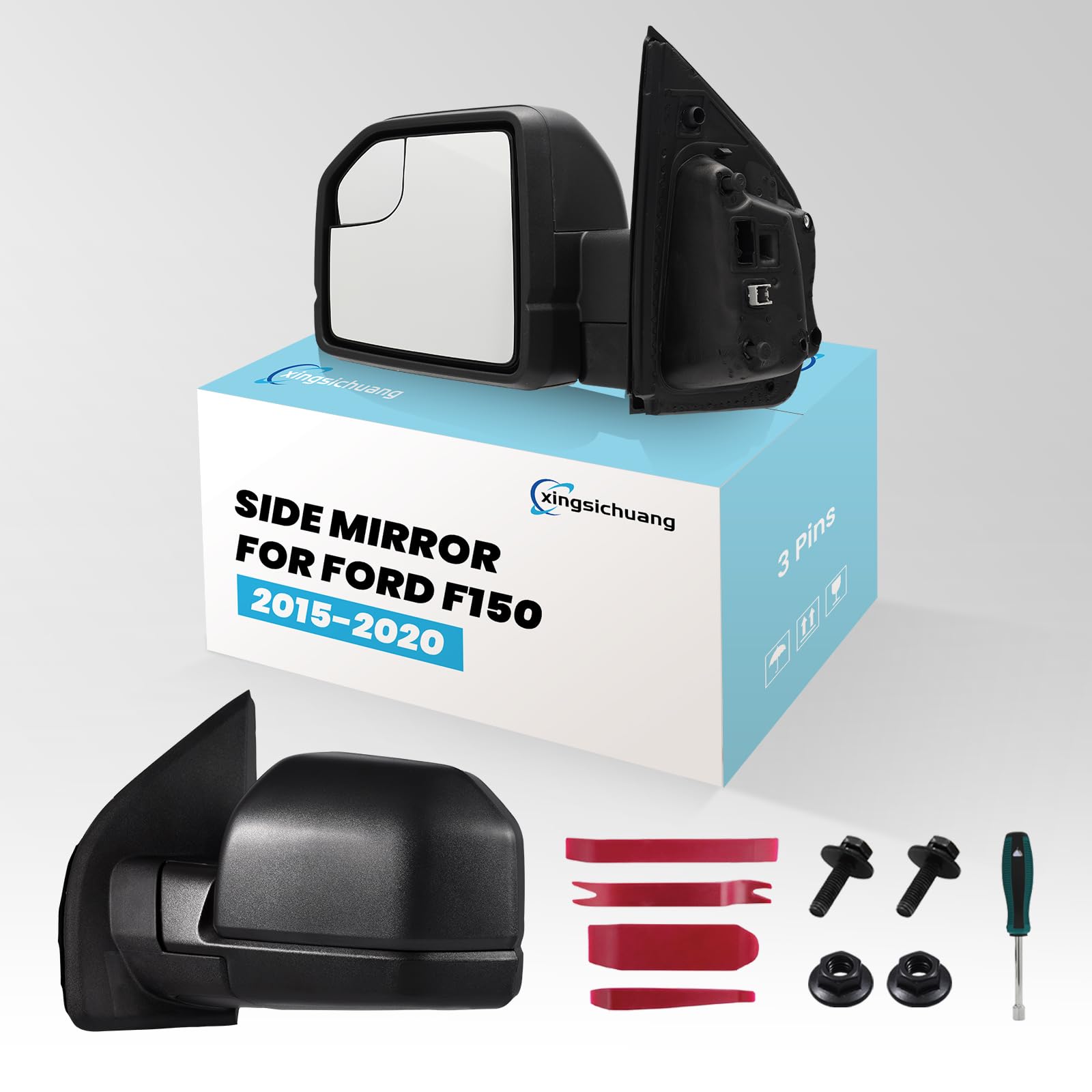 (3 Pins) Left Driver Side Mirror For 2015-2020 Ford F150