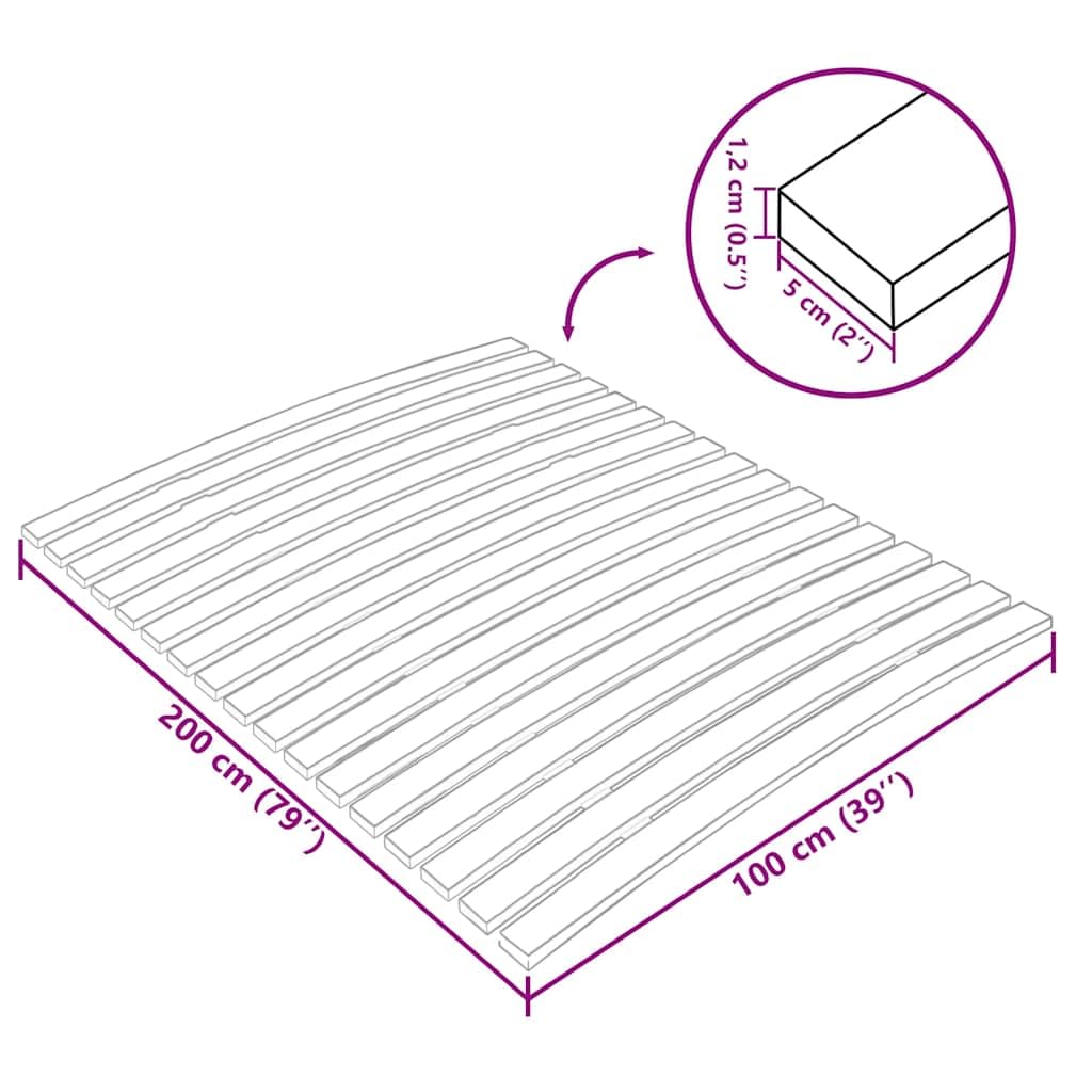 Rete di ricambio con 17 doghe 100 x 200 cm in legno di pioppo massello per letti a castello, letti a piattaforma, doghe in legno con fettuccia per la dissipazione del calore,
