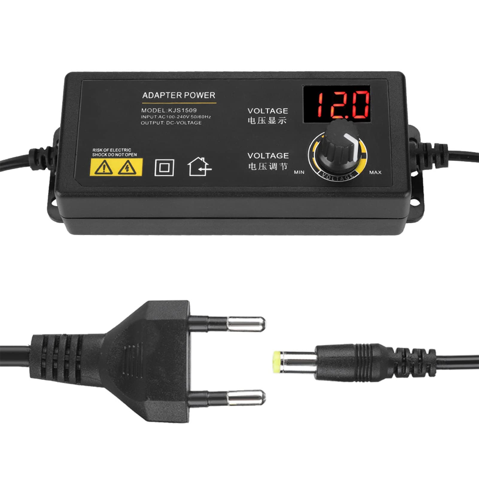 Akozon Adattatore di Alimentazione Regolabile 60W - Alimentatore Universale 3-12V con Display LED