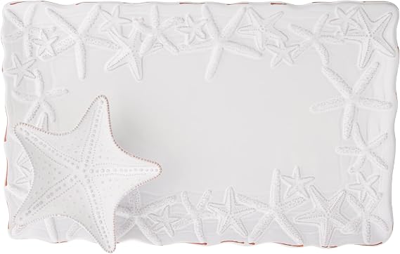 Mud Pie Chip and Dip Starfish Platter, White, Medium