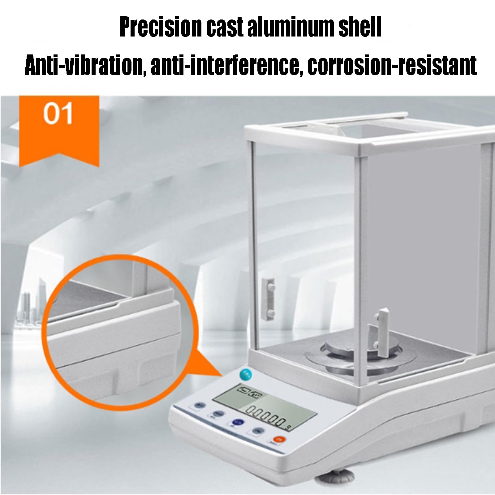 Bilancia Analitica di Precisione da Laboratorio, Bilancia Digitale Elettronica da 220 G/0,0001 G, G/ct/oz, con Copertura Antivento E Peso di Calibrazione da 200 G, per Laboratori, Industrie