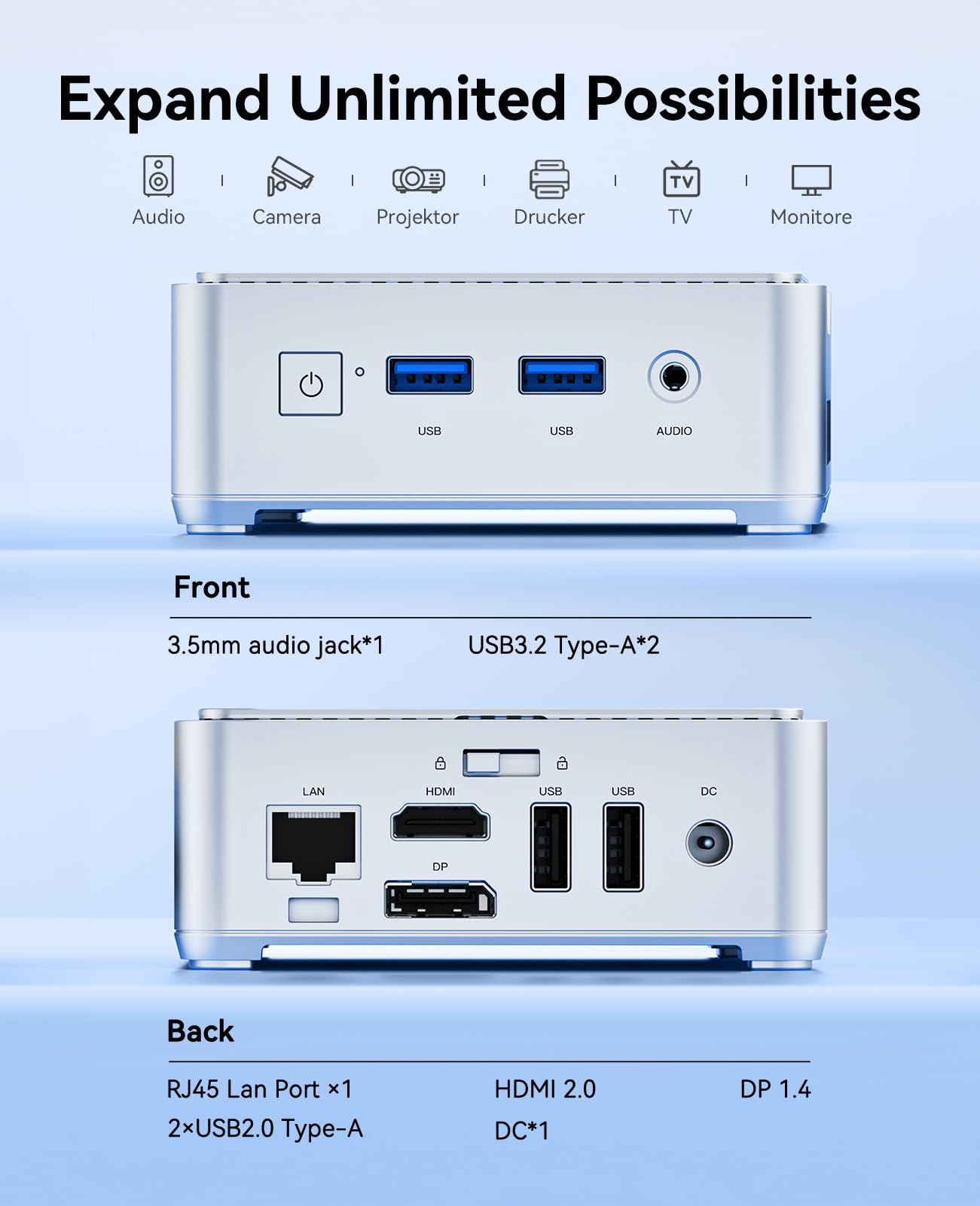 NiPoGi GK3PLUS Mini PC, Ιntel Alder Lake-Ν95 Mini Ordenador,8GB