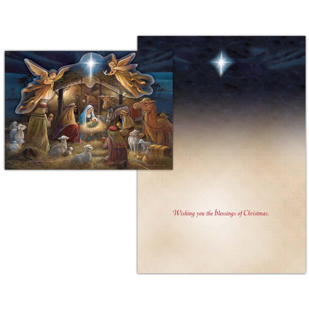 Crown Point Graphics Merry Little Christmas Cards 16 Pack | Glitter Accent Holiday Greeting Cards With Envelopes