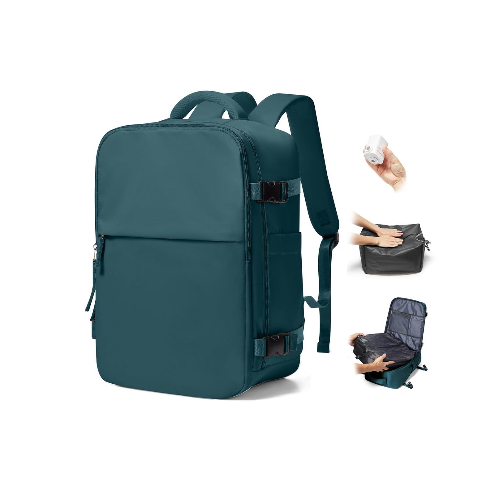 BJLFS Zaino da Viaggio con Sottovuoto Ryanair 40x30x20 Wizzair Bagaglio a mano 40x20x25 Ryanair con Pompa Borse da Cabina per Easyjet 45x36x20 con compressione sottovuoto,Zaino Casual per Laptop