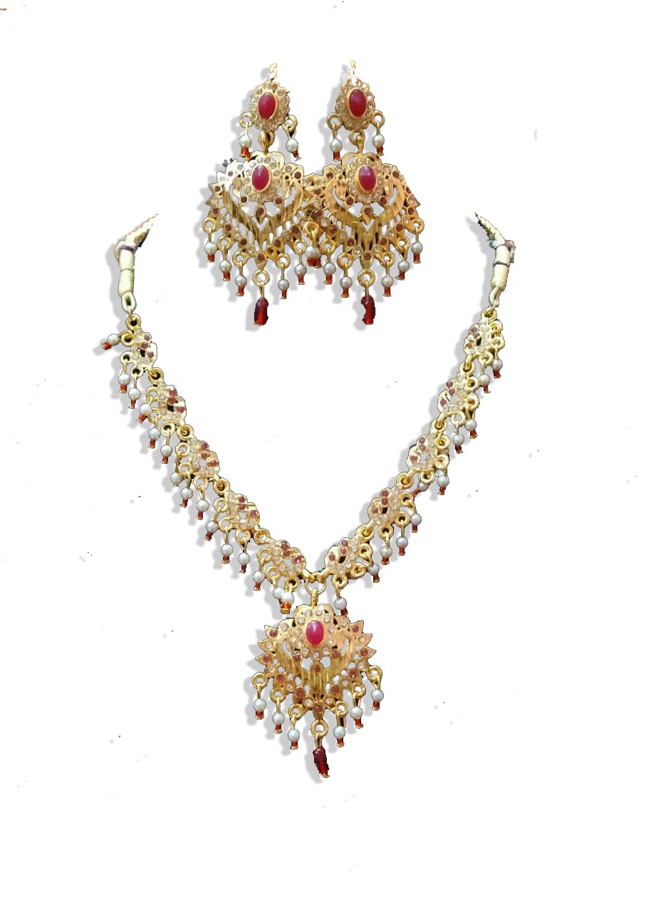 Sparkling Womens Gold Plated Necklace And Earrings Set/Jawellery Set For Women & Girls|Womens Necklace & Earrings (B0BCGSX18D) Amazon Price History, Amazon Price Tracker