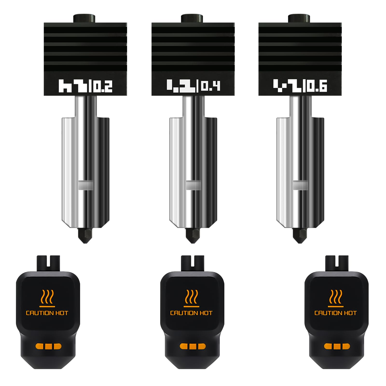 3-Pack Upgraded 0.2MM+0.4MM+0.6MM Hotend kit for Bambu lab P2S/H2D/H2S, Extruder Include Hardened Steel Nozzle and electroplated Heating Block for bambus 3D Printer Accessories-image-49