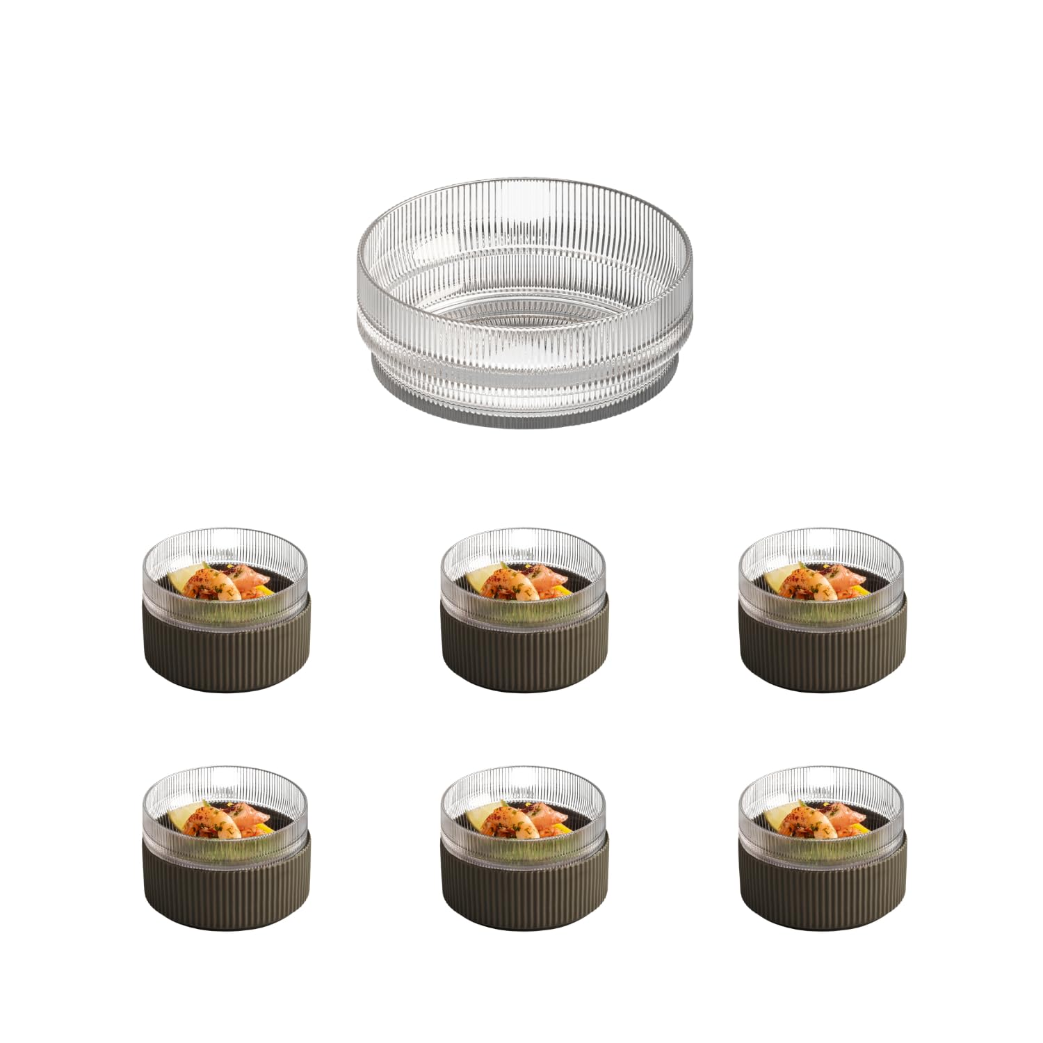 Aps Clear The Grid Glass Bowls 140Mm (6 Pack)