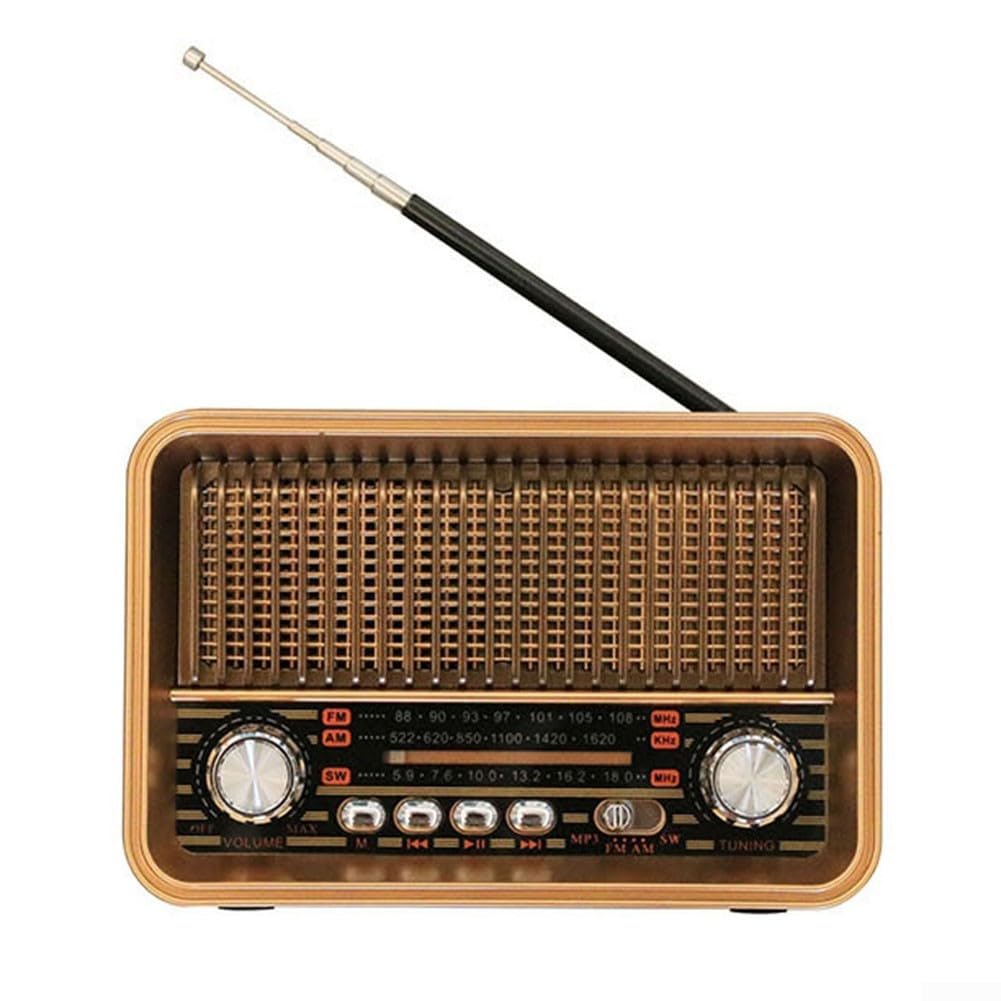 Radio portable vintage FM/AM/SW marron avec lecteur USB et TF