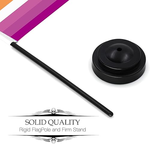 Miniatura 6 de Anley Sunset Lesbian Pride Deluxe - Juego de banderas de escritorio en miniatura de 6 x 4 pulgadas con poste sólido de 12 pulgadas, color vivo y
