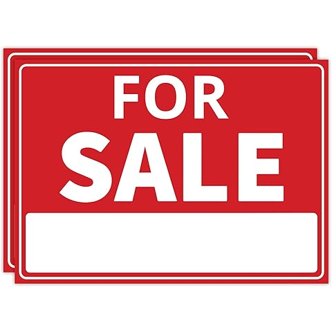 2PC For Sale Sign Car, 14 Inches by 10 Inches - 20 mil Polystyrene Plastic - Car For Sale Signs For Vehicles Window Boat