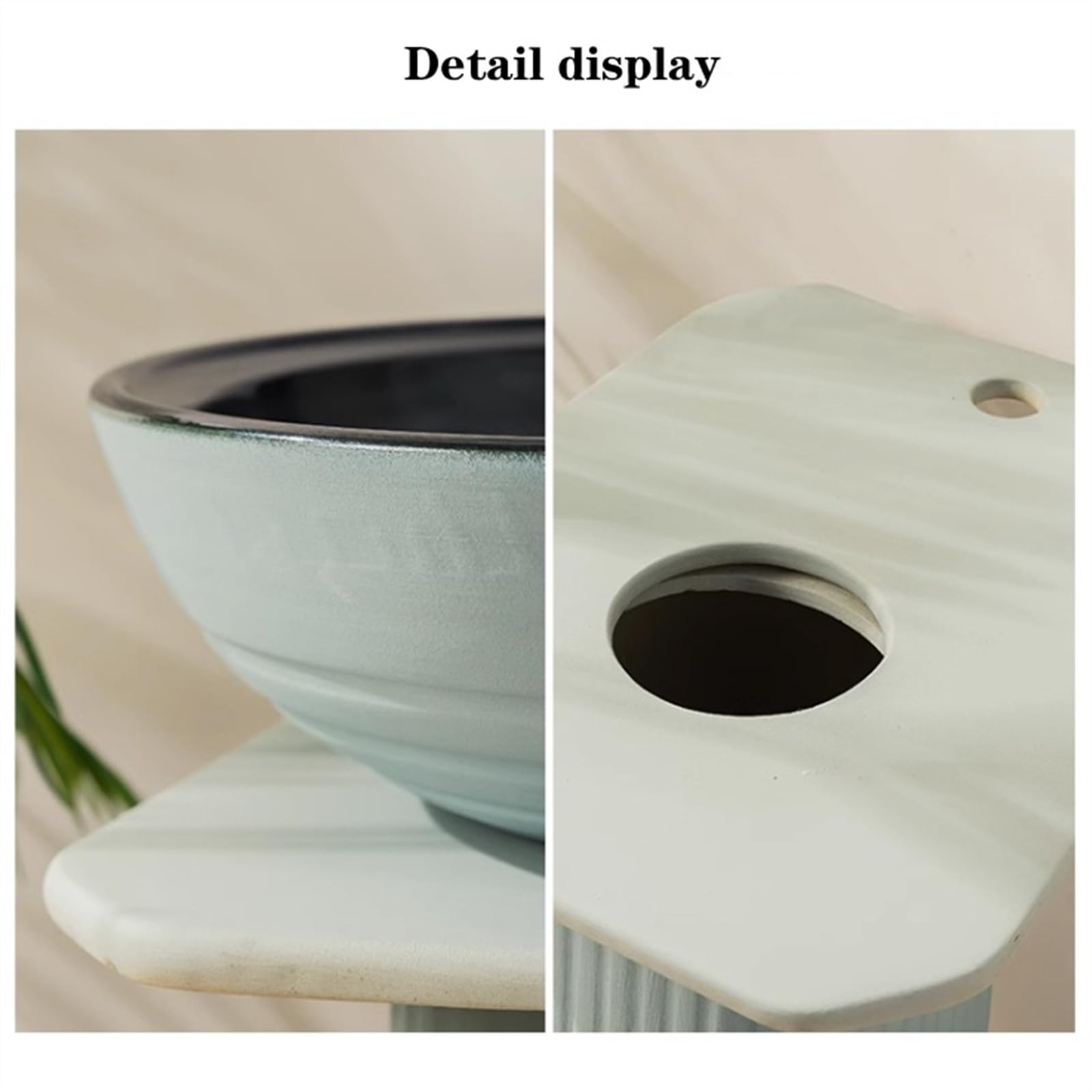 Umywalka Kolumnowa Z Pojedynczym Otworem Na Baterię, Trzyczęściowa Ceramiczna Umywalka Okrągła, Zestaw Stojący Do Użytku Wewnątrz I Na Zewnątrz,C-One Size
