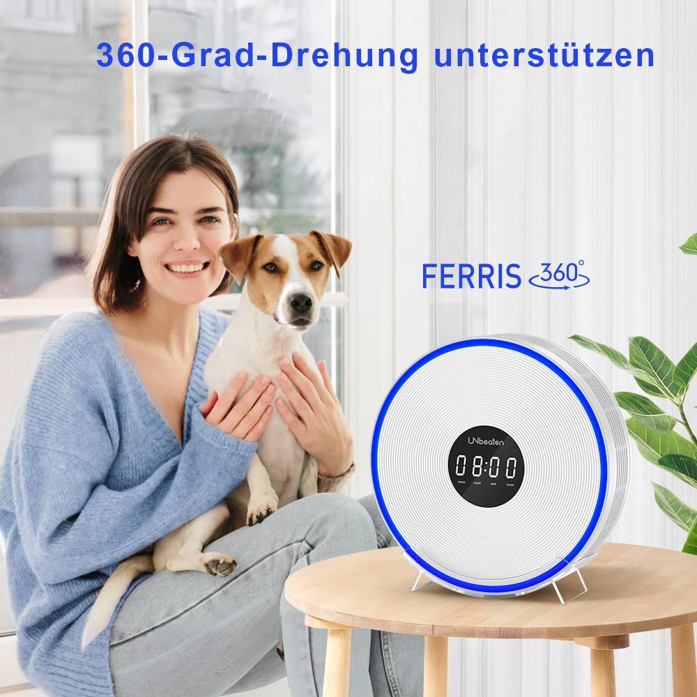 Oczyszczacz powietrza, UNbeaten Air Purifier z filtrem HEPA, H13, do mieszkania do 55 m², filtr powietrza o wydajności filtra 99,97%, przeciwko dymowi, kurzowi, zapachom, pyłkom, alergenom, biały