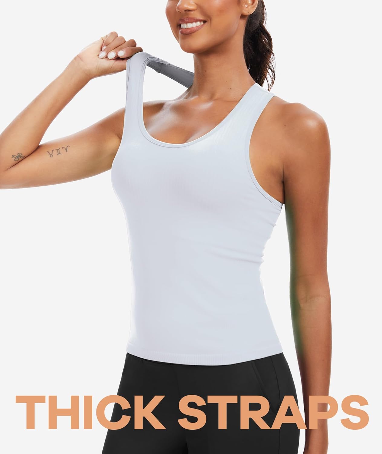 Sports Bra for Women, Wide Straps Racerback Built-in Bra Tank Tops,Gym Yoga Sports Shirts Running Athletic Crop Top