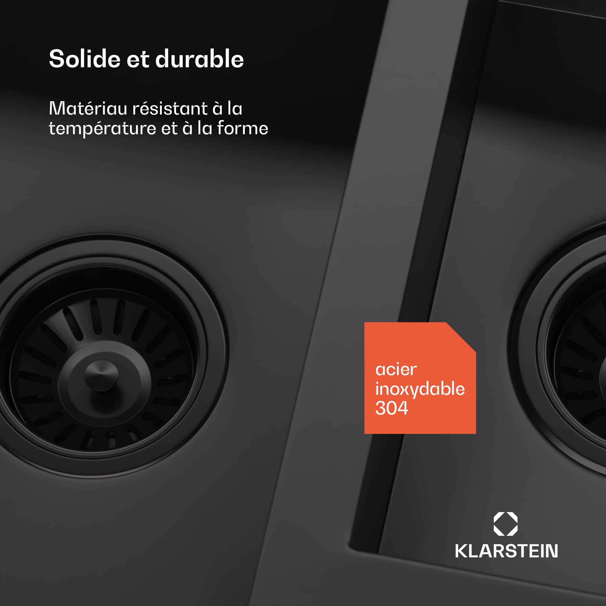 Klarstein Évier de cuisine inox – bac 1,5 avec égouttoir,acier inoxydable 304,résistant aux rayures & à la chaleur, facile à nettoyer, trop-plein & kit d'installation inclus, 100x45 cm, gris métallisé