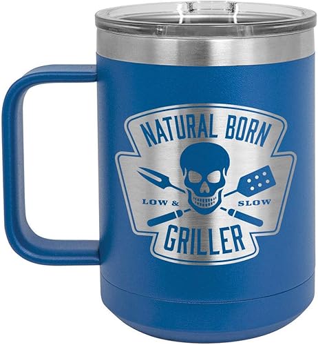 Miniatura 9 de Natural Born Griller RED Taza de café de 15 oz con tapa deslizante  Taza de café de viaje aislada  BBQ & Grilling Idea de regalo para hombres que lo